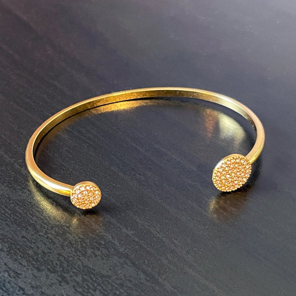 Stella & Dot Gold Pavé Disc Cuff Bracelet